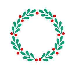 Canvas Print - christmas mistletoe wreath decorative symbol illustration.
