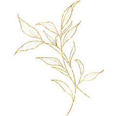 Wall Mural - Gold Glitter Flower Leaf