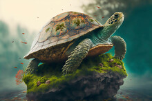 Turtle On The Rocks
