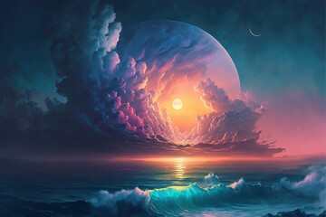 world within worlds - moon as a portal rift to another dimension in time and space with turbulent oc