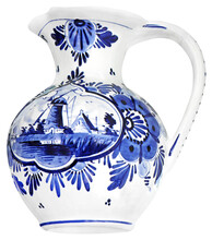 Ceramic Jug Painted In Dutch Style