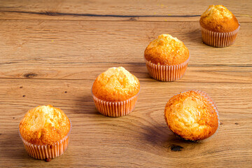 muffins on a wooden background