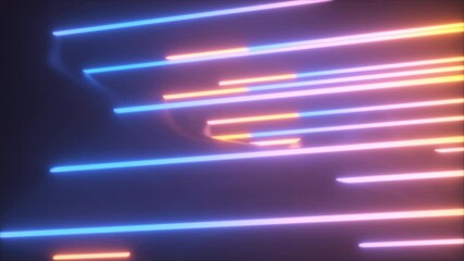 Poster - Black waves and neon lines. Computer generated 3d render