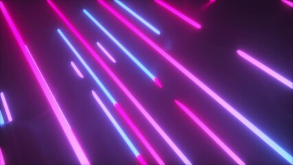 Poster - Black waves and neon lines. Computer generated 3d render