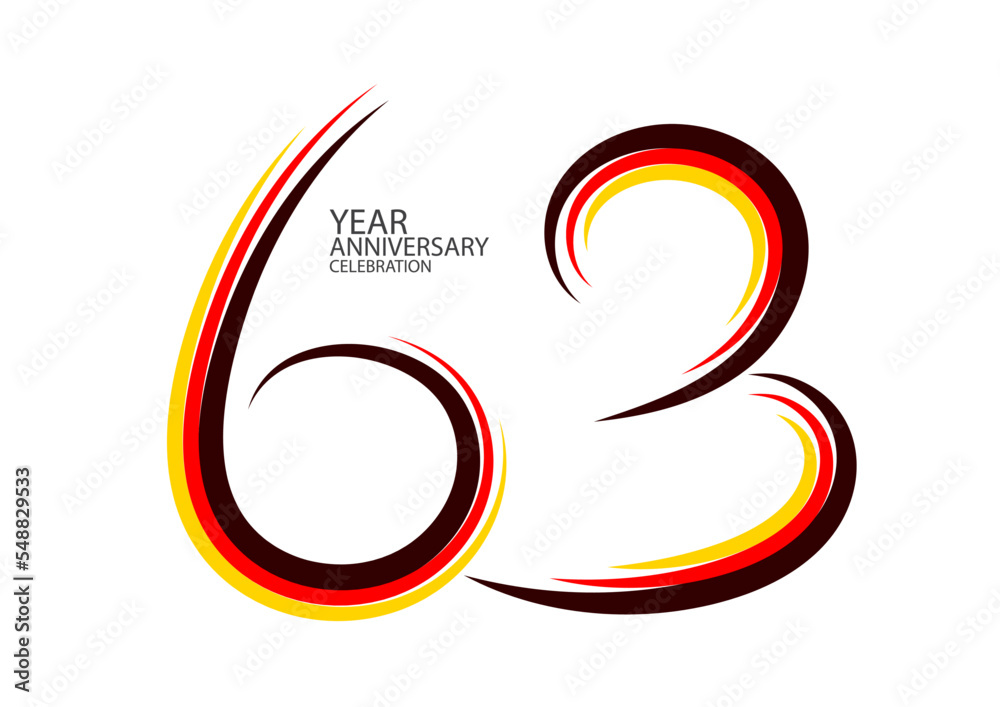 Fancy 63 Writing 63 years anniversary celebration logotype colorful line vector, 63th ...