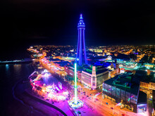 An Aerial View Of The Illuminations At Blackpool In Lancashire, UK