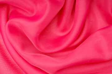 Poster - beautiful pink silk. wavy fabric