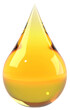 Oil drop isolated on white background. Cooking oil, honey or petroleum machine oil. PNG clipart isolated on transparent background