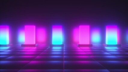 Poster - Floor with neon. Computer generated 3d render