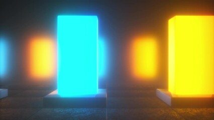 Poster - Floor with neon. Computer generated 3d render