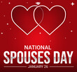 National day of Spouses red love background with hearts and stars. National spouses day backdrop wallpaper