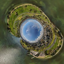 Spherical Panorama Of The Melbourne City With Albert Park And Lake And Its Skyscrapers, Australia