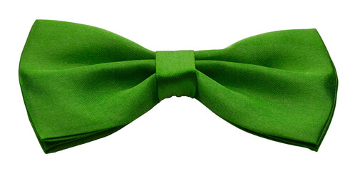 Wall Mural - Green satin bow tie, formal dress code necktie accessory. PNG clipart isolated on transparent background
