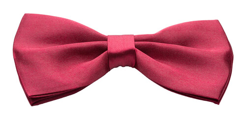 Wall Mural - Red pink satin bow tie, formal dress code necktie accessory. PNG clipart isolated on transparent background
