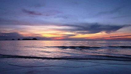 Wall Mural - Tropical beach at sunset.