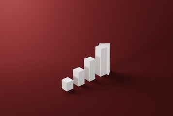 Poster - Growing blocks and a tall arrow pointing towards growth. The concept of growth, development. Development and forward thinking. 3D render; 3D illustration.
