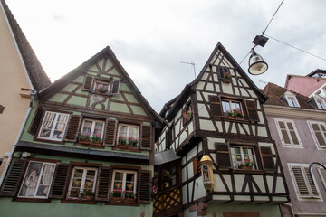 houses of a french village in the alsace area in france, with a mix between french and german style