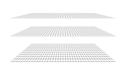 Poster - Flat grid surface set. Rectangle plane in different perspective. Different angles design elements collection. Vector