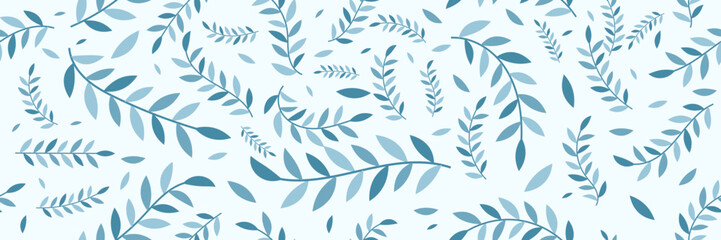 Poster - Winter seamless pattern with leaves. Hand drawn floral seamless vector pattern. Floral fantasy motif. Vector illustration