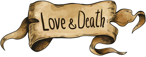 Vintage label with a text Love and Death transparent PNG illustration