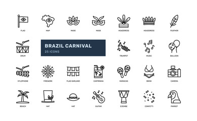 brazil carnival festive party holiday masquerade samba detailed outline icon. simple vector illustration