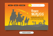 banner in silhouette flat illustration with Reyes Magos theme