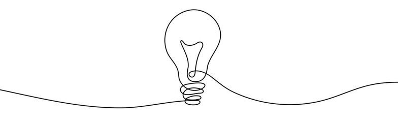 Wall Mural - Continuous one line drawing bulb lamp vector illustration minimalism concept