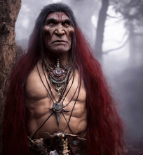 Skinwalker , A Type Of Malevolent Shaman Navajo, .3d Rendering .

