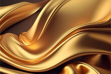Abstract Gold Fabric Background Texture With Golden Elegant Satin Material