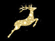 Goldener Hirsch mit Glitzer, Weihnachts-Motiv 
und Weihnachts-Dekoration
Vektor Illustration mit schwarzem Hintergrund
