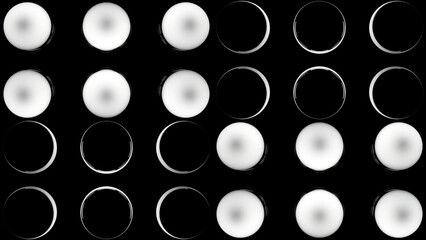 Poster - Flashing round lights on black background. Design. Background of light bulbs with black dots. Slow flashing round disco-style light bulbs