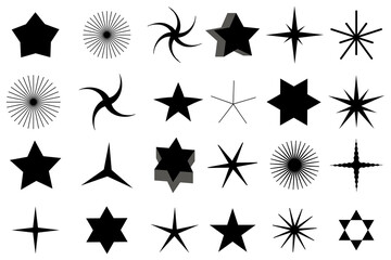 Poster - button with set black stars different. space background. vector illustration. stock image.