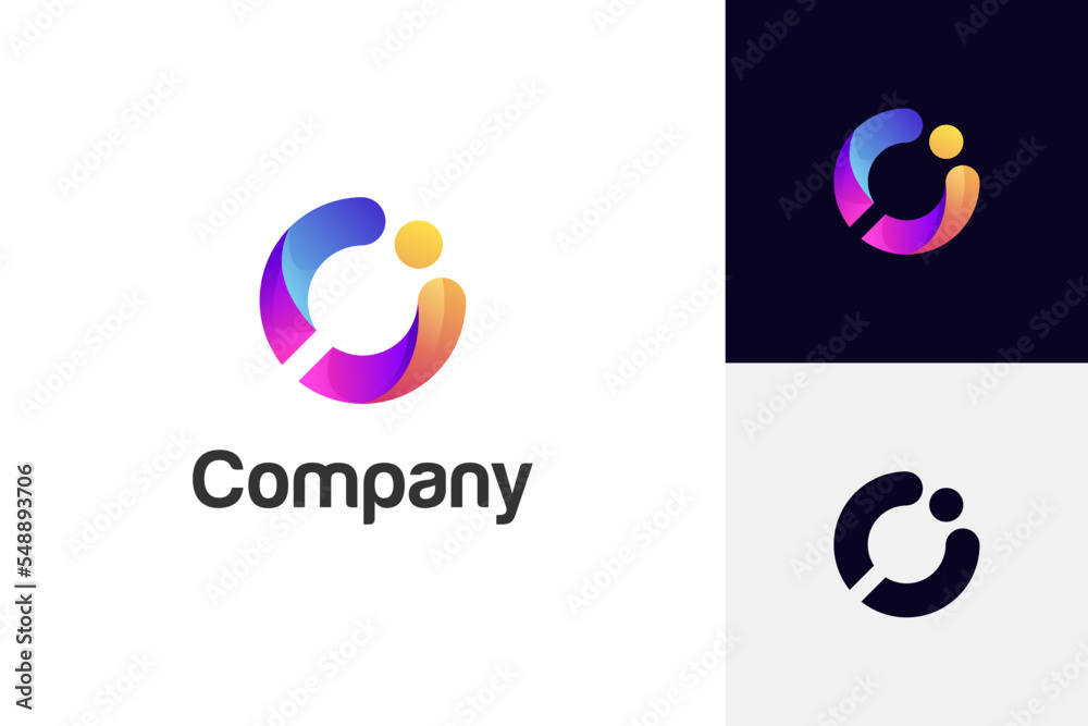 Technology Pattern Ith Cpu initial Letter c with dots logo icon design, CI letter logo design for ...