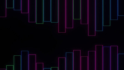 Poster - Contour lines of equalizer. Design. Colorful stripes move in musical beat on black background. Simple lines move in style of equalizer