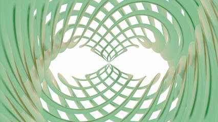 Poster - Parallel mirror spirals. Design. Moving mirror stream with braided lines. Geometric spiral of intersecting lines on white background