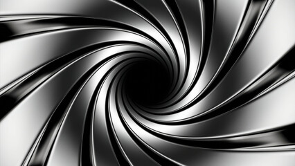 Fototapete - Rotating spiral tunnel with metal lines. Design. Rotating circular tunnel made of metal strips. Steel lines rotate in circular spiral