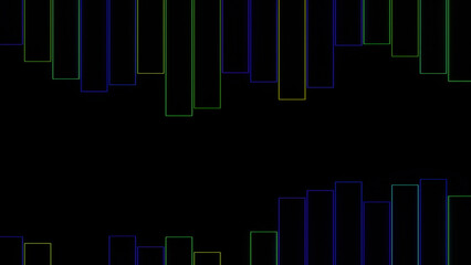 Poster - Audio waveform equalizer on a black background. Design. Vertical silhouettes of bars moving up and down.
