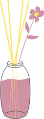 Reed diffuser with plumeria flower illustration