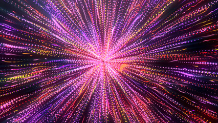 Poster - Fast energy flow with glowing lines. Motion. Hyper explosion with flow of energy lines. Colorful glowing lines move in superconductor fast explosive flow