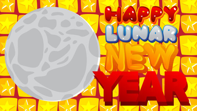 Lunar New Year. Word written with Children's font in cartoon style.