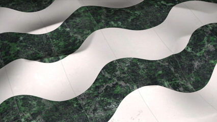 Poster - Patterned floor moves in waves. Motion. Tiled floor with geometric pattern moves in waves. 3D floor with texture and pattern moves in wavy ripples