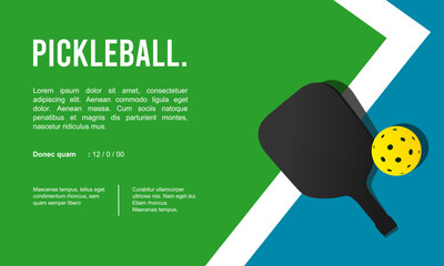 Wall Mural - great editable vector background of pickleball court ball and bat best for your digital and print re