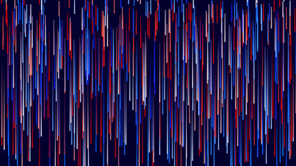 Poster - Rain animation background with stripes. Motion. Colorful cyber rain on black background. Multi-colored lines create modern rain background