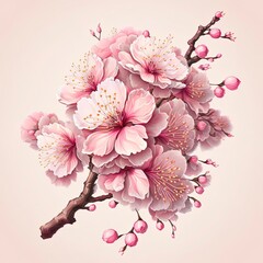 Sticker - Sakura or cherry blossom, japanese spring flower sakura, pink cherry flower