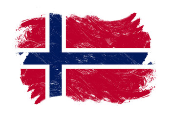 Wall Mural - Norway flag on distressed grunge white stroke brush background