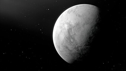 Poster - View of space. Motion.An illuminated moon in space with stars in abstraction.