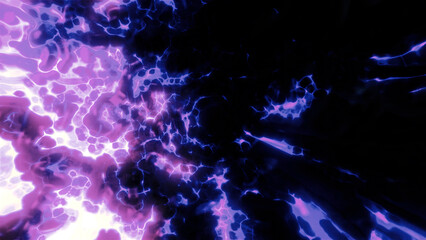 Poster - Bright glowing tunnel with plasma pattern. Motion. Rotating tunnel with shimmering neon plasma pattern. Bright glowing spots in rotating plasma tunnel