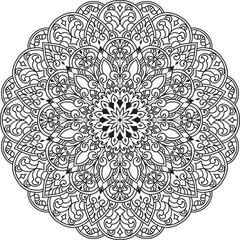 Wall Mural - Mandala isolated on the white background.Decorative monochrome ethnic mandala pattern.