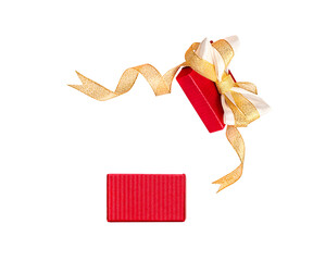 Wall Mural - open red box with golden bow close up