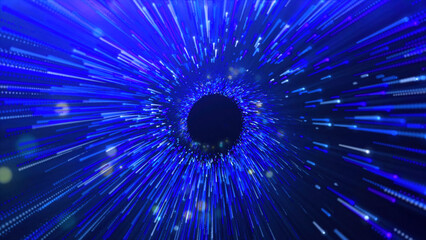 Poster - Red and blue background . Motion . Bright animation with white lines that move in different directions and glow with different colors.
